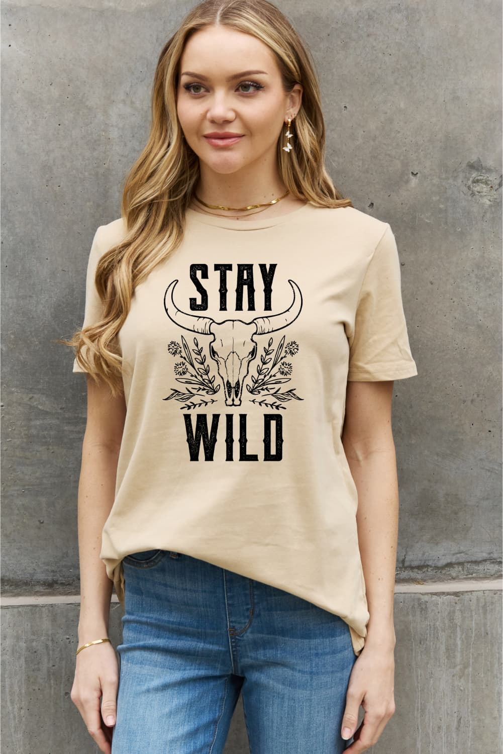 Simply Love Full Size STAY WILD Graphic Cotton Tee BLUE ZONE PLANET