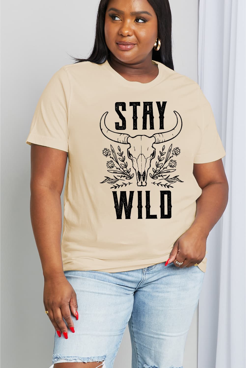 Simply Love Full Size STAY WILD Graphic Cotton Tee BLUE ZONE PLANET