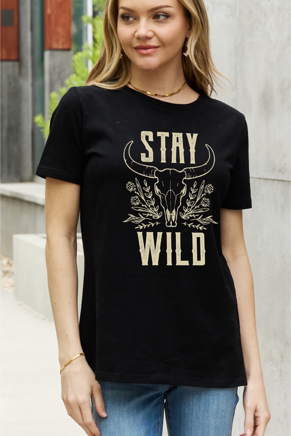 Simply Love Full Size STAY WILD Graphic Cotton Tee BLUE ZONE PLANET