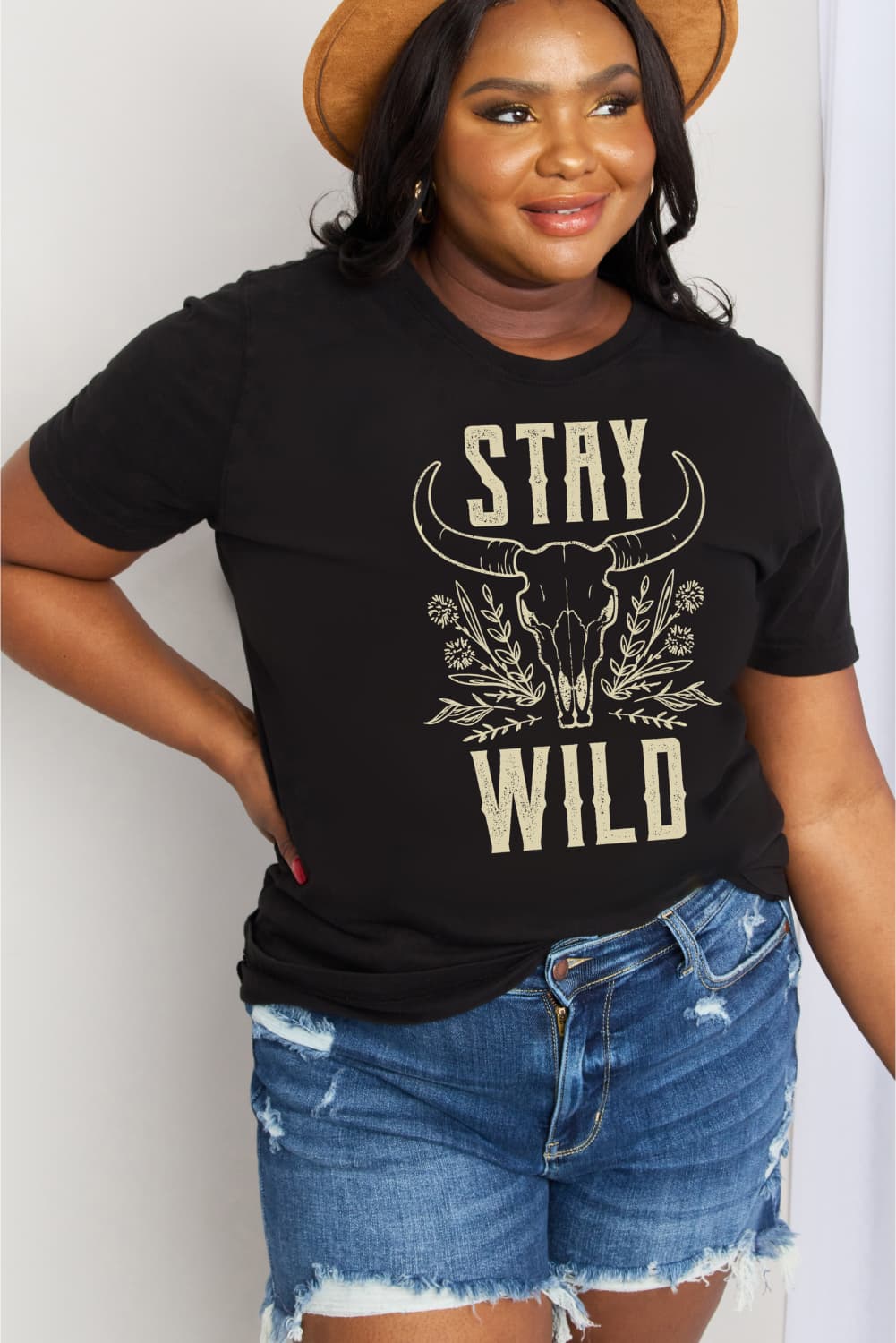 Simply Love Full Size STAY WILD Graphic Cotton Tee BLUE ZONE PLANET