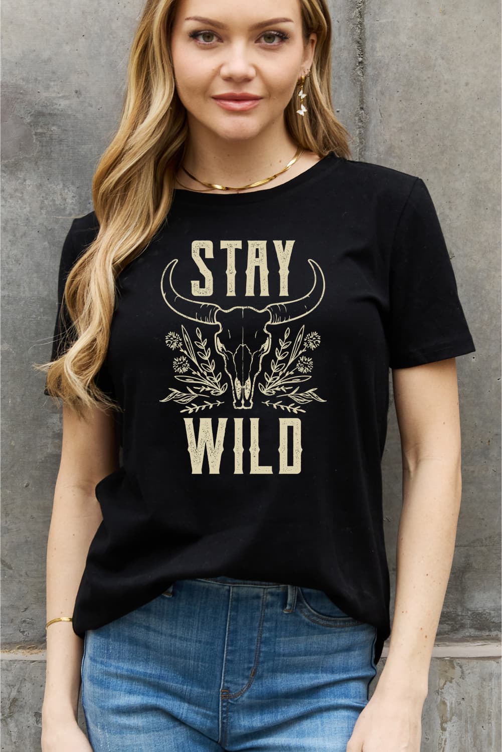 Simply Love Full Size STAY WILD Graphic Cotton Tee BLUE ZONE PLANET