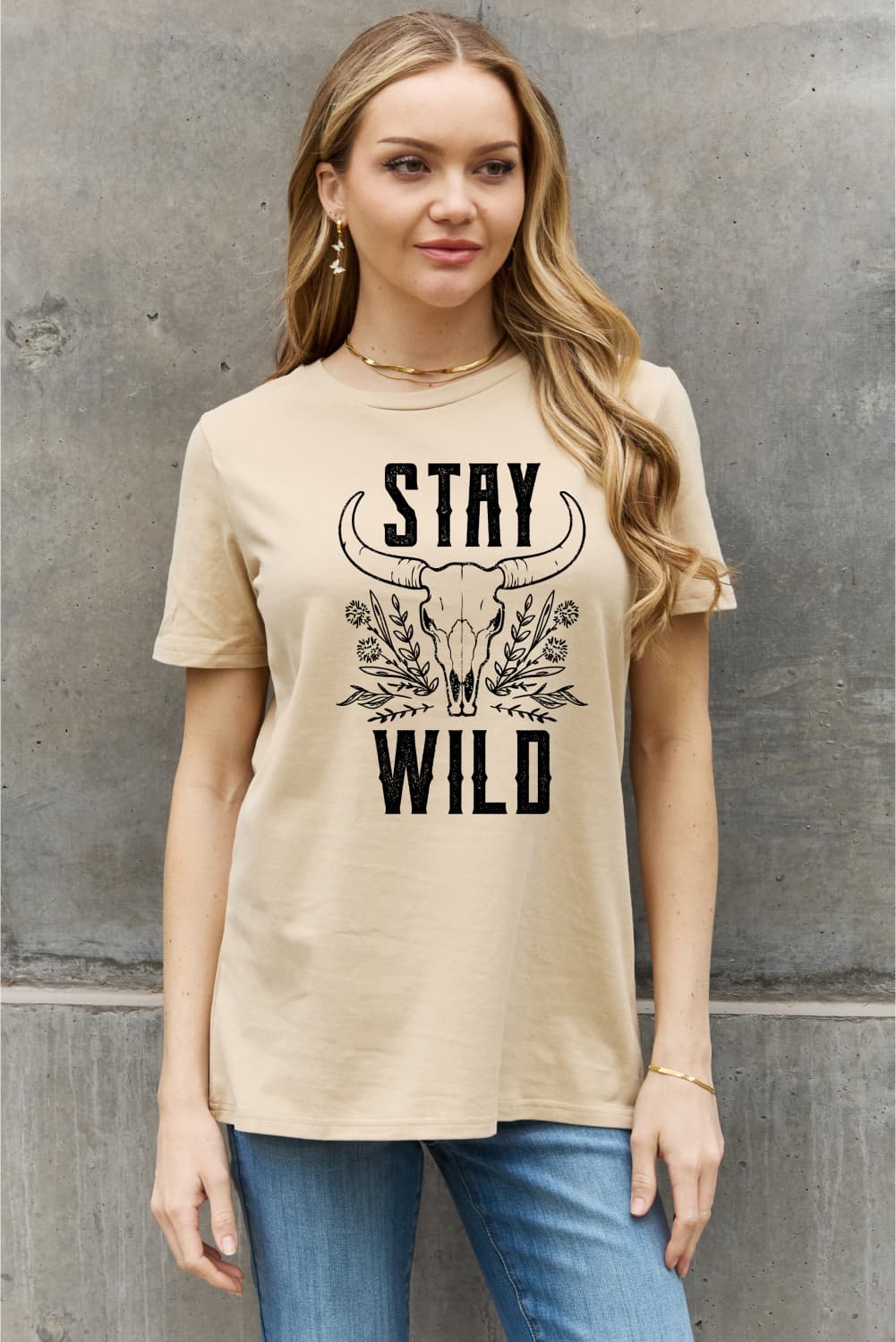 Simply Love Full Size STAY WILD Graphic Cotton Tee BLUE ZONE PLANET