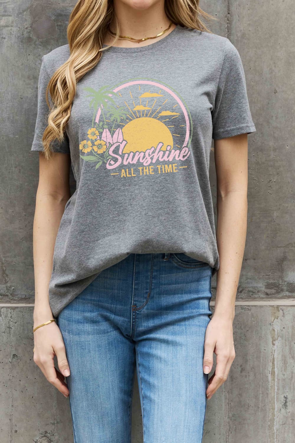 Simply Love Full Size SUNSHINE ALL THE TIME Graphic Cotton Tee BLUE ZONE PLANET