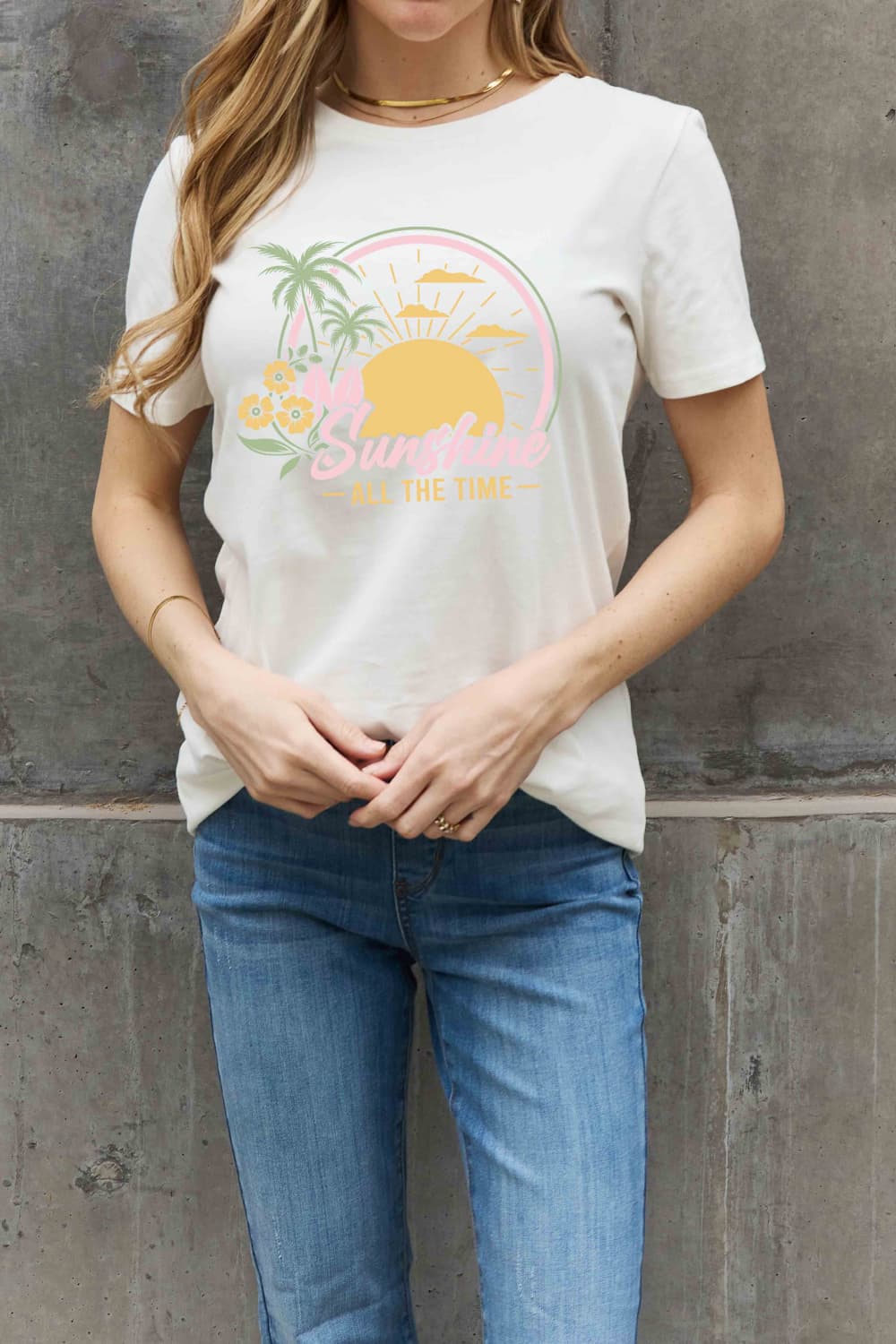 Simply Love Full Size SUNSHINE ALL THE TIME Graphic Cotton Tee BLUE ZONE PLANET