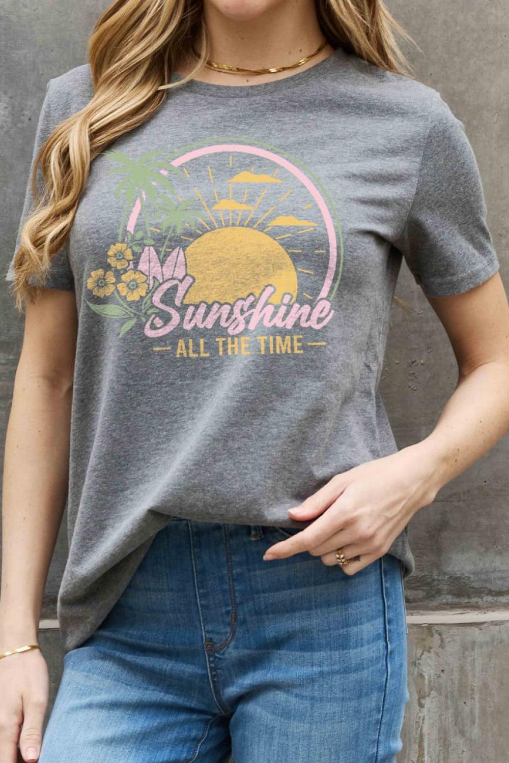 Simply Love Full Size SUNSHINE ALL THE TIME Graphic Cotton Tee BLUE ZONE PLANET