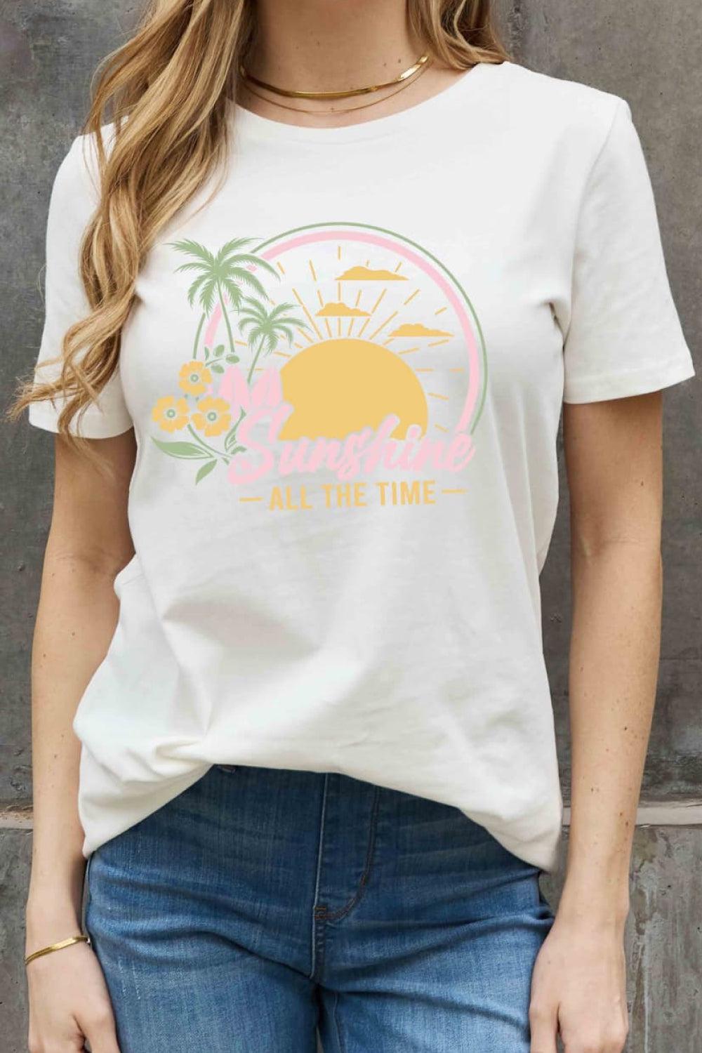 Simply Love Full Size SUNSHINE ALL THE TIME Graphic Cotton Tee BLUE ZONE PLANET