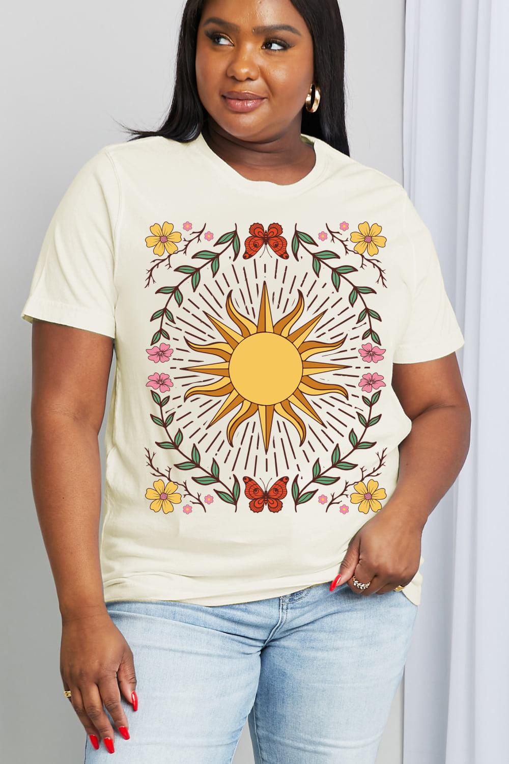 Simply Love Full Size Sun Graphic Cotton Tee BLUE ZONE PLANET