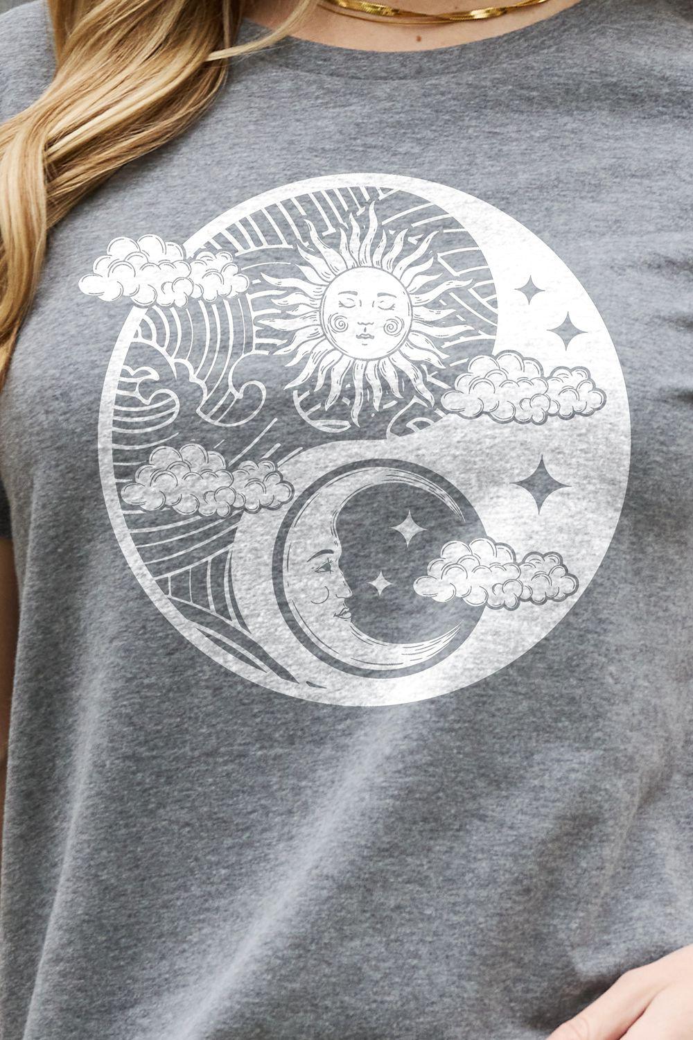 Simply Love Full Size Sun and Moon Graphic Cotton Tee BLUE ZONE PLANET