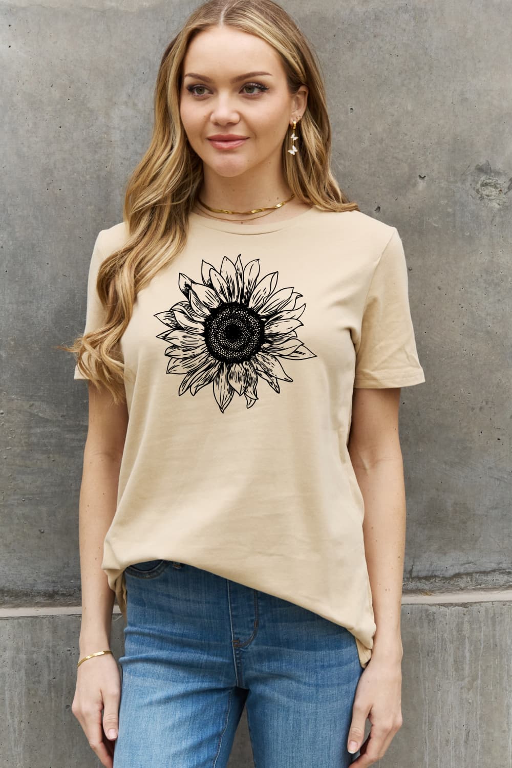 Simply Love Full Size Sunflower Graphic Cotton Tee BLUE ZONE PLANET