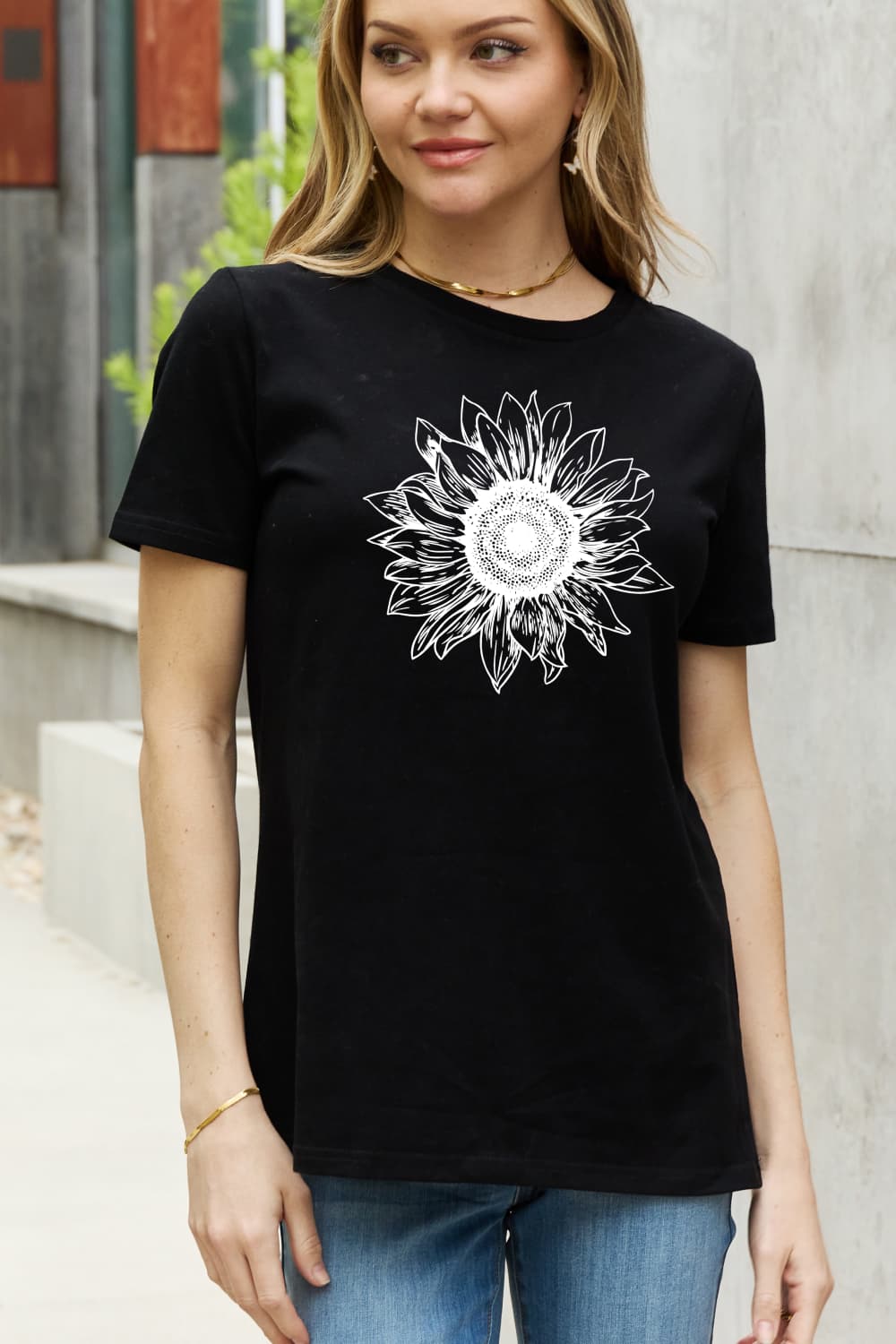 Simply Love Full Size Sunflower Graphic Cotton Tee BLUE ZONE PLANET