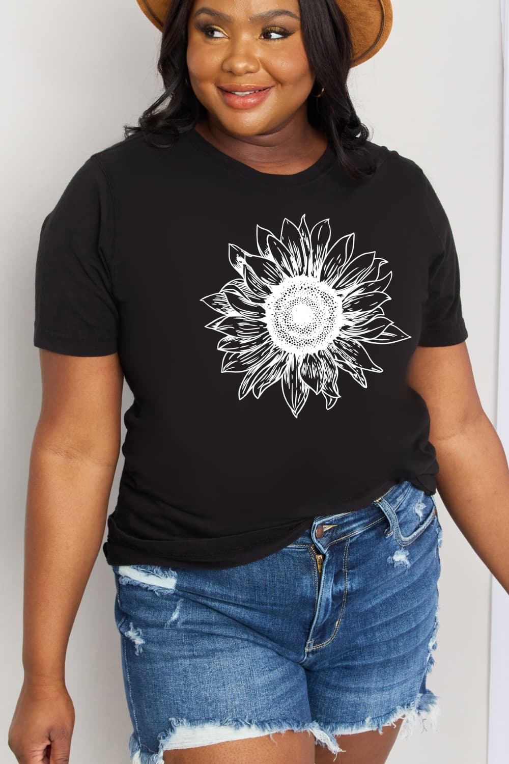 Simply Love Full Size Sunflower Graphic Cotton Tee BLUE ZONE PLANET