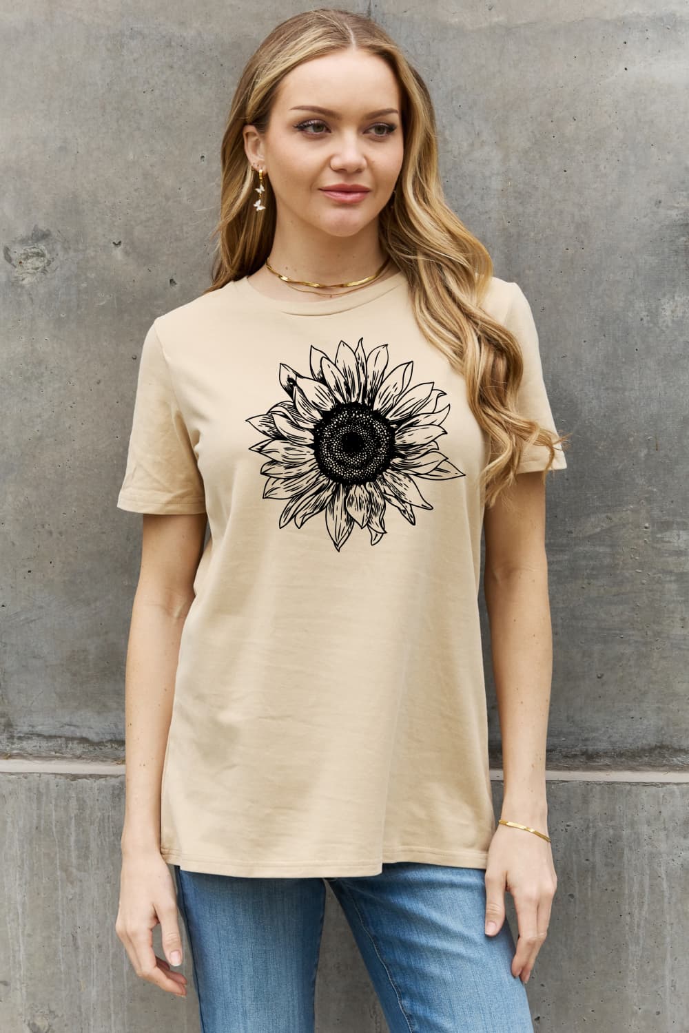 Simply Love Full Size Sunflower Graphic Cotton Tee BLUE ZONE PLANET