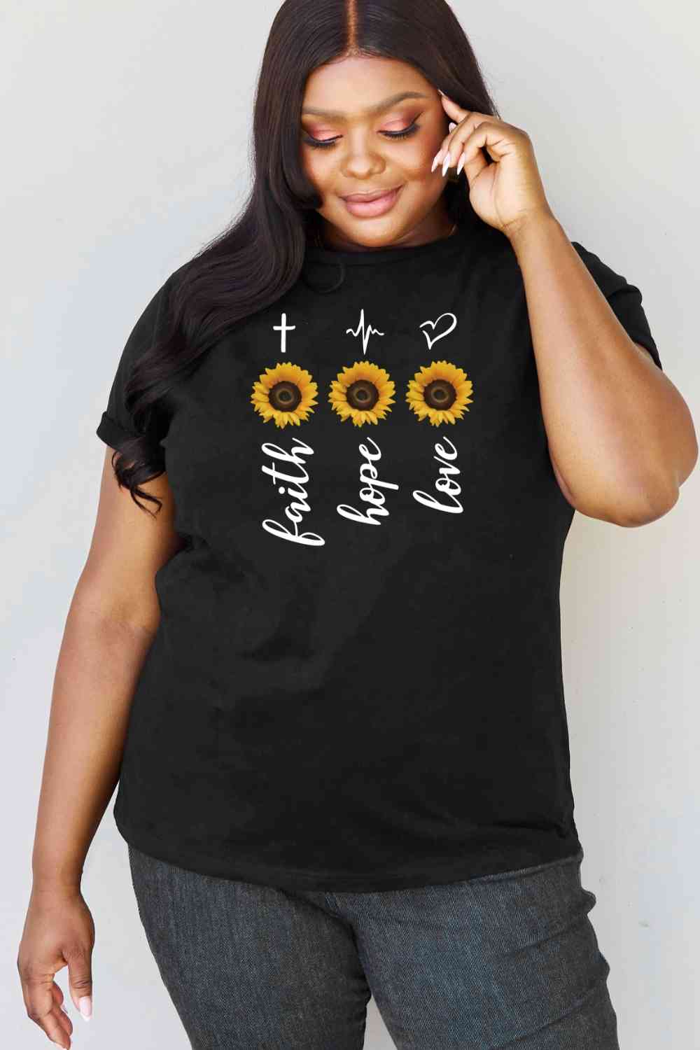 Simply Love Full Size Sunflower Graphic T-Shirt BLUE ZONE PLANET
