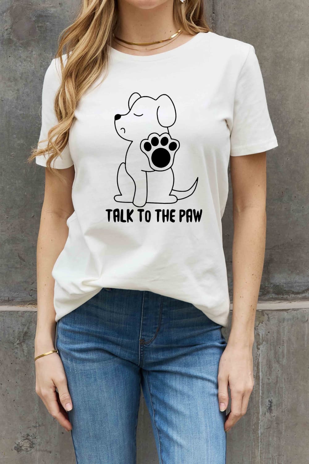 Simply Love Full Size TALK TO THE PAW Graphic Cotton Tee BLUE ZONE PLANET