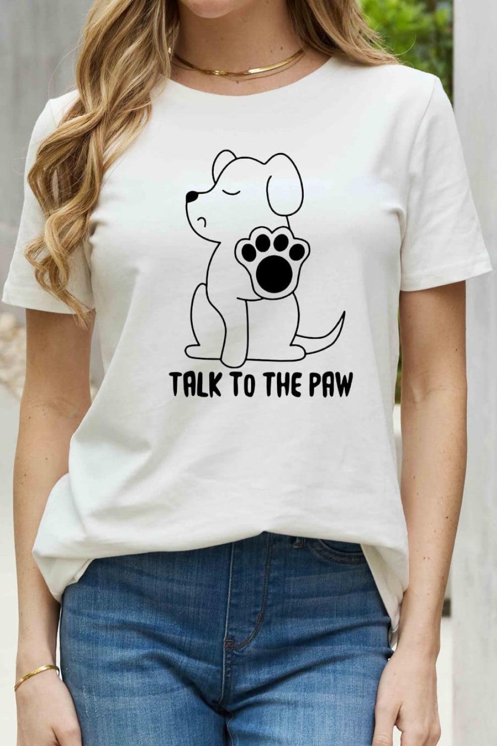 Simply Love Full Size TALK TO THE PAW Graphic Cotton Tee BLUE ZONE PLANET