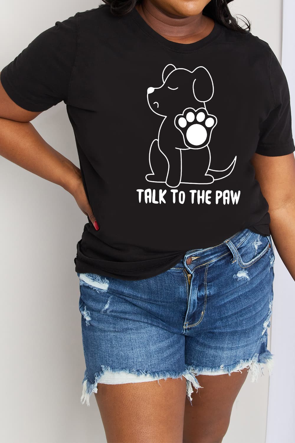 Simply Love Full Size TALK TO THE PAW Graphic Cotton Tee BLUE ZONE PLANET