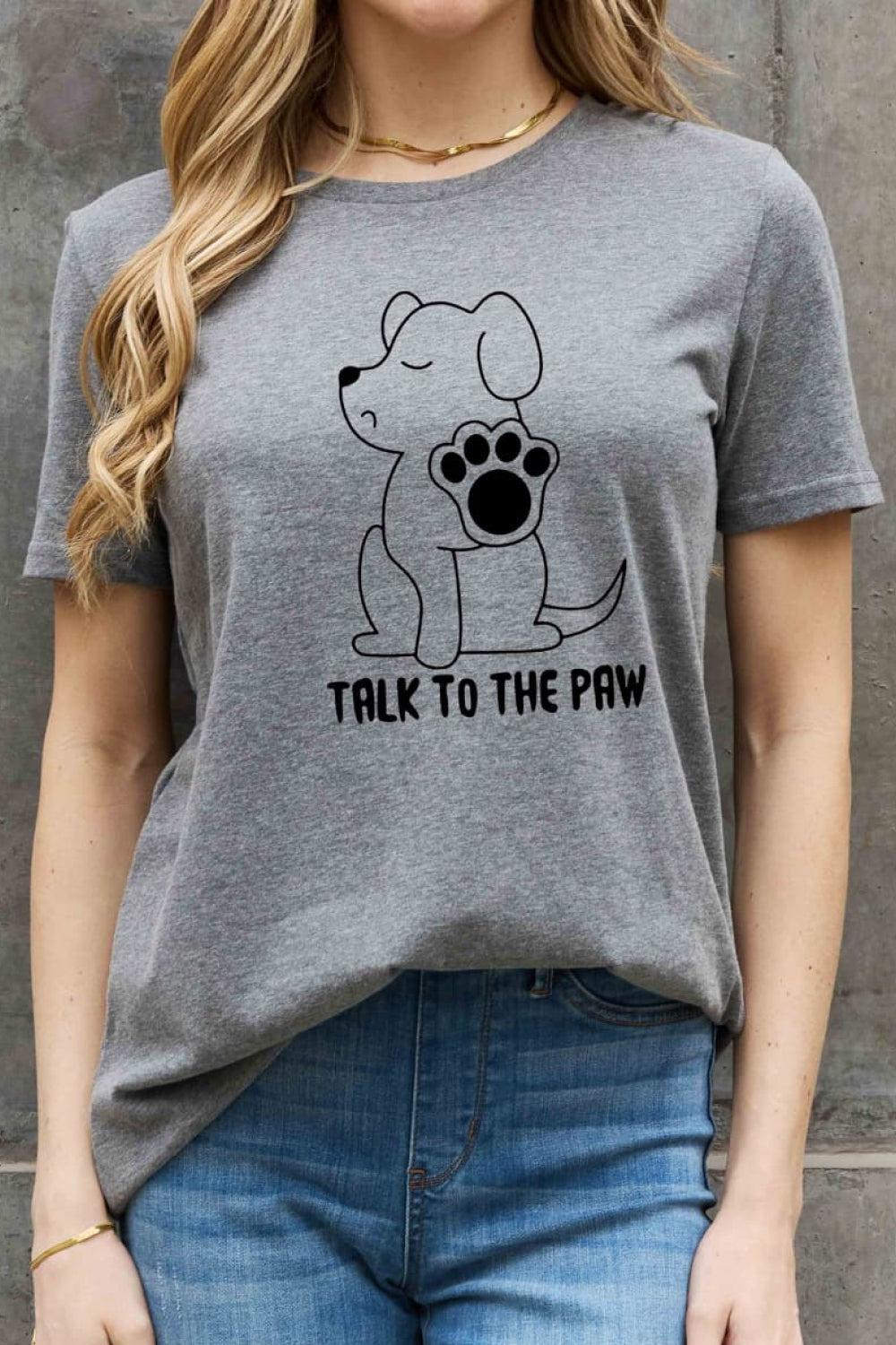 Simply Love Full Size TALK TO THE PAW Graphic Cotton Tee BLUE ZONE PLANET