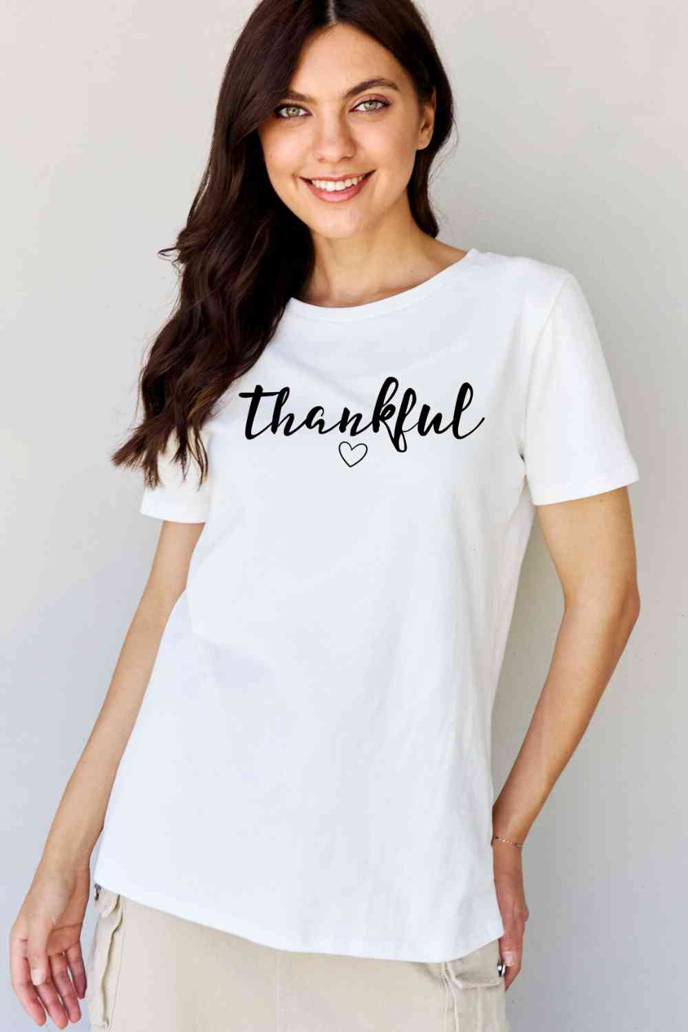 Simply Love Full Size THANKFUL Graphic T-Shirt BLUE ZONE PLANET