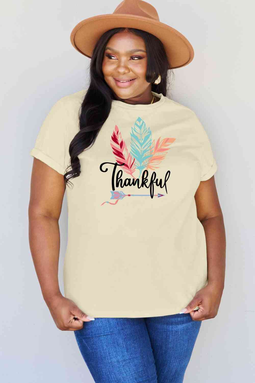 Simply Love Full Size THANKFUL Graphic T-Shirt BLUE ZONE PLANET