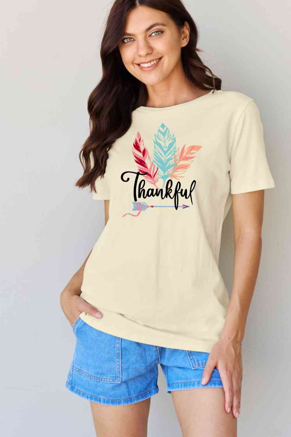 Simply Love Full Size THANKFUL Graphic T-Shirt BLUE ZONE PLANET