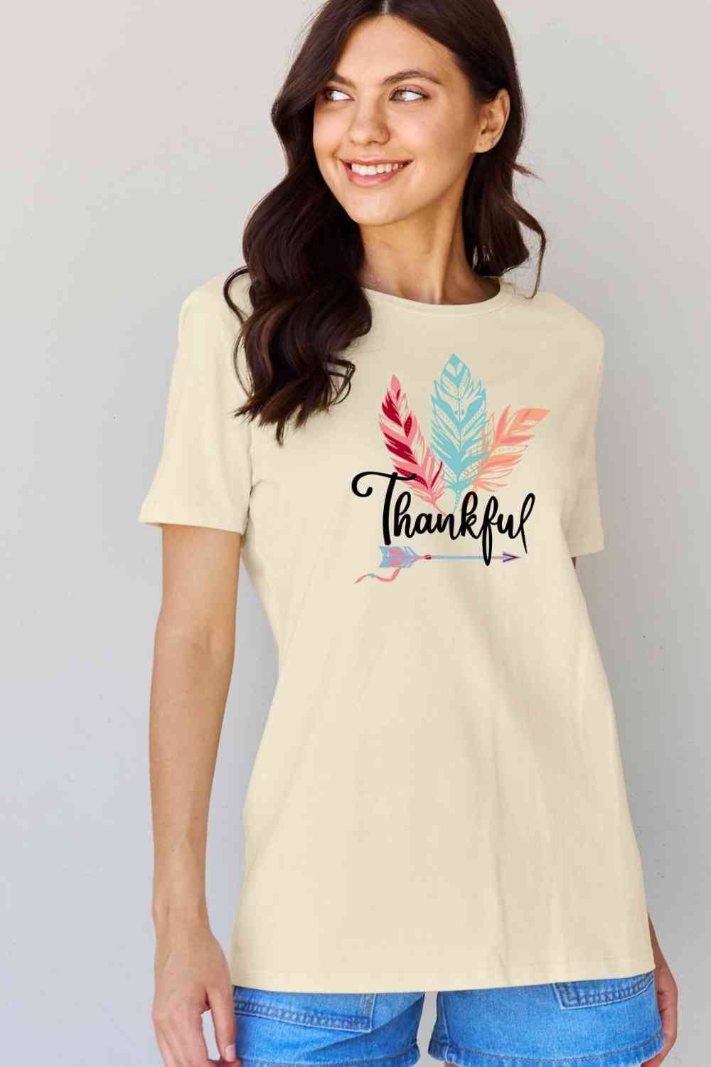 Simply Love Full Size THANKFUL Graphic T-Shirt BLUE ZONE PLANET