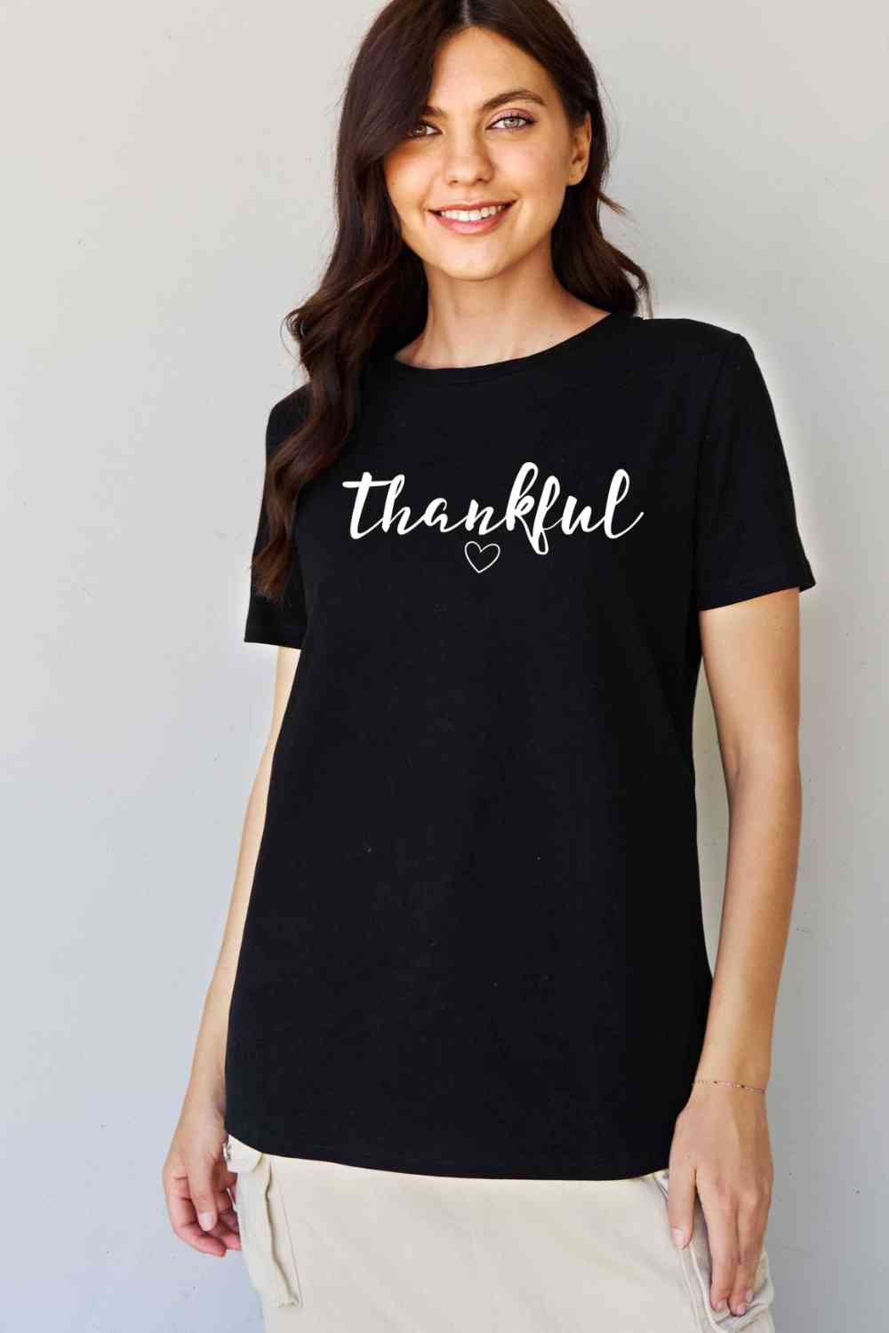 Simply Love Full Size THANKFUL Graphic T-Shirt BLUE ZONE PLANET