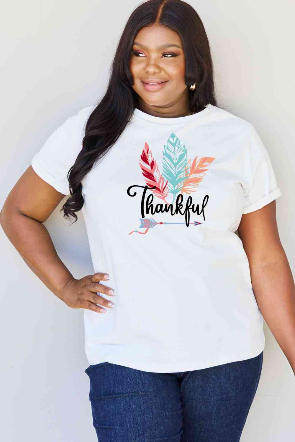 Simply Love Full Size THANKFUL Graphic T-Shirt BLUE ZONE PLANET