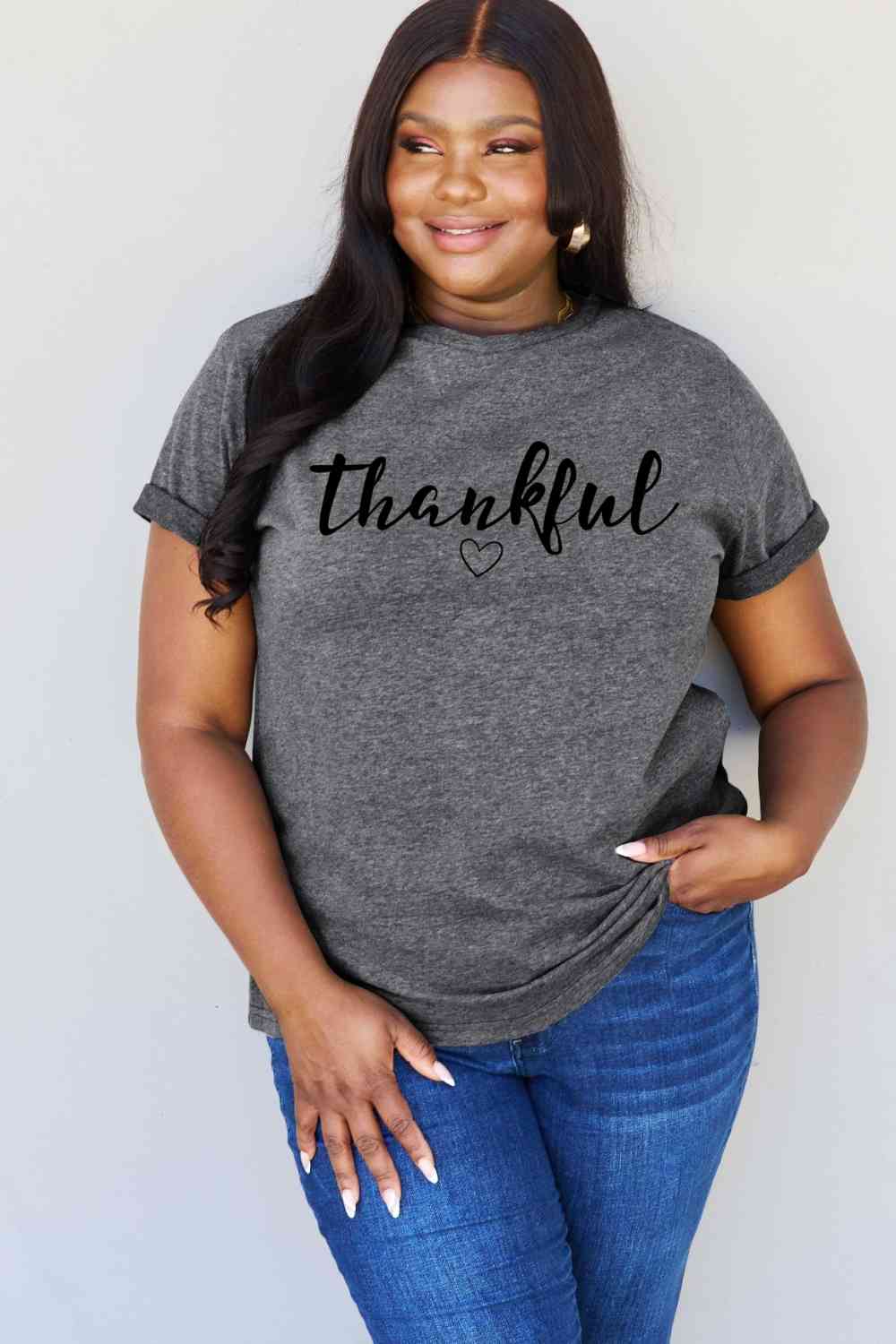 Simply Love Full Size THANKFUL Graphic T-Shirt BLUE ZONE PLANET