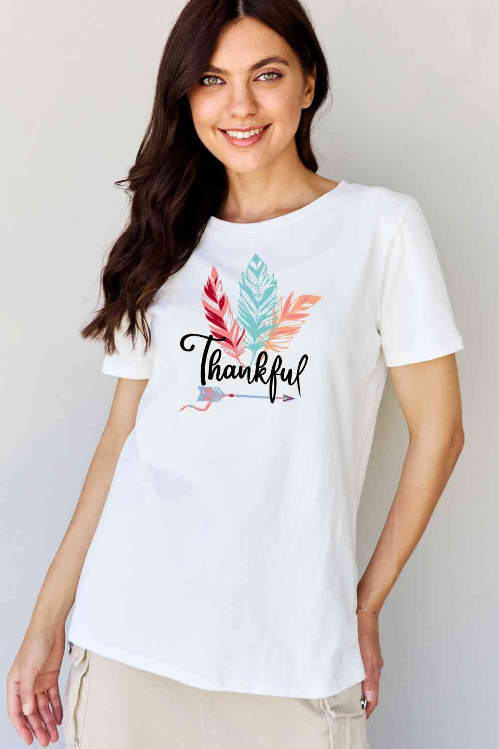 Simply Love Full Size THANKFUL Graphic T-Shirt BLUE ZONE PLANET