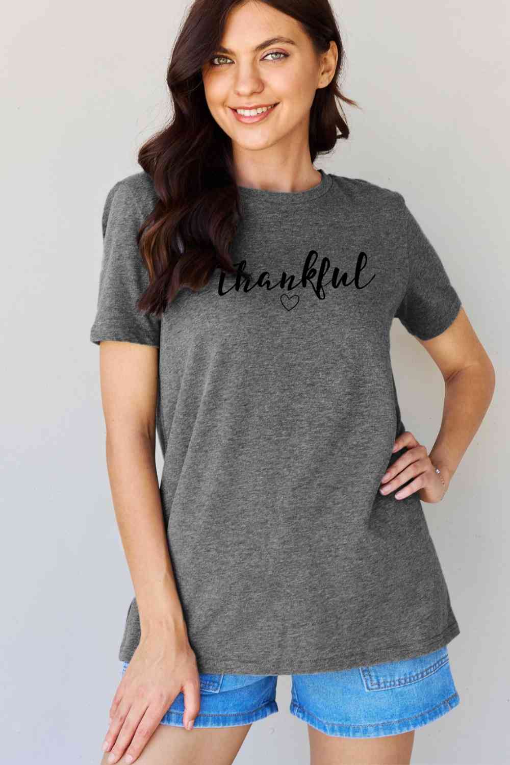 Simply Love Full Size THANKFUL Graphic T-Shirt BLUE ZONE PLANET