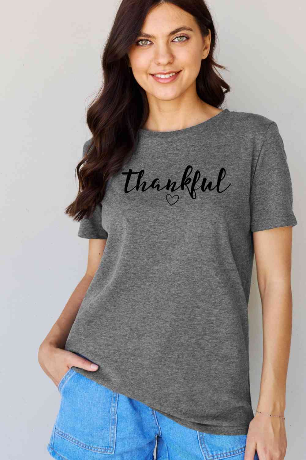 Simply Love Full Size THANKFUL Graphic T-Shirt BLUE ZONE PLANET