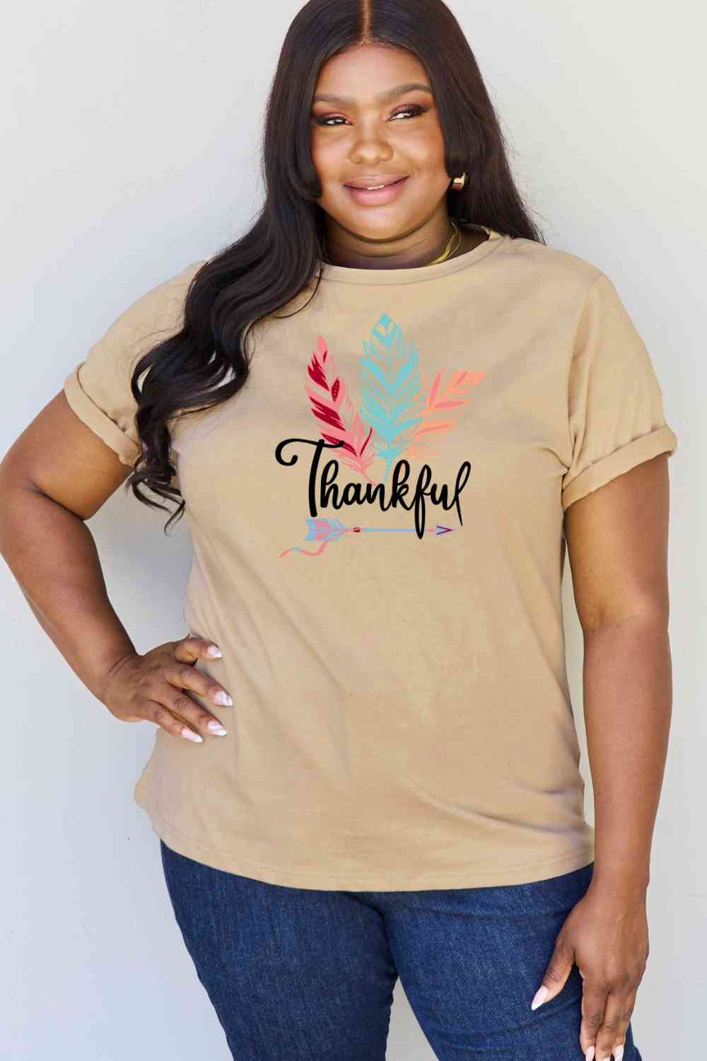 Simply Love Full Size THANKFUL Graphic T-Shirt BLUE ZONE PLANET