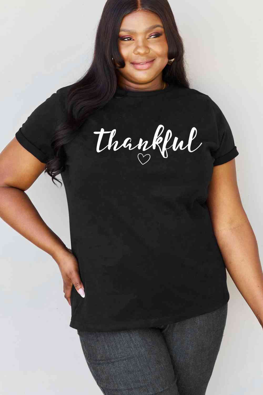 Simply Love Full Size THANKFUL Graphic T-Shirt BLUE ZONE PLANET