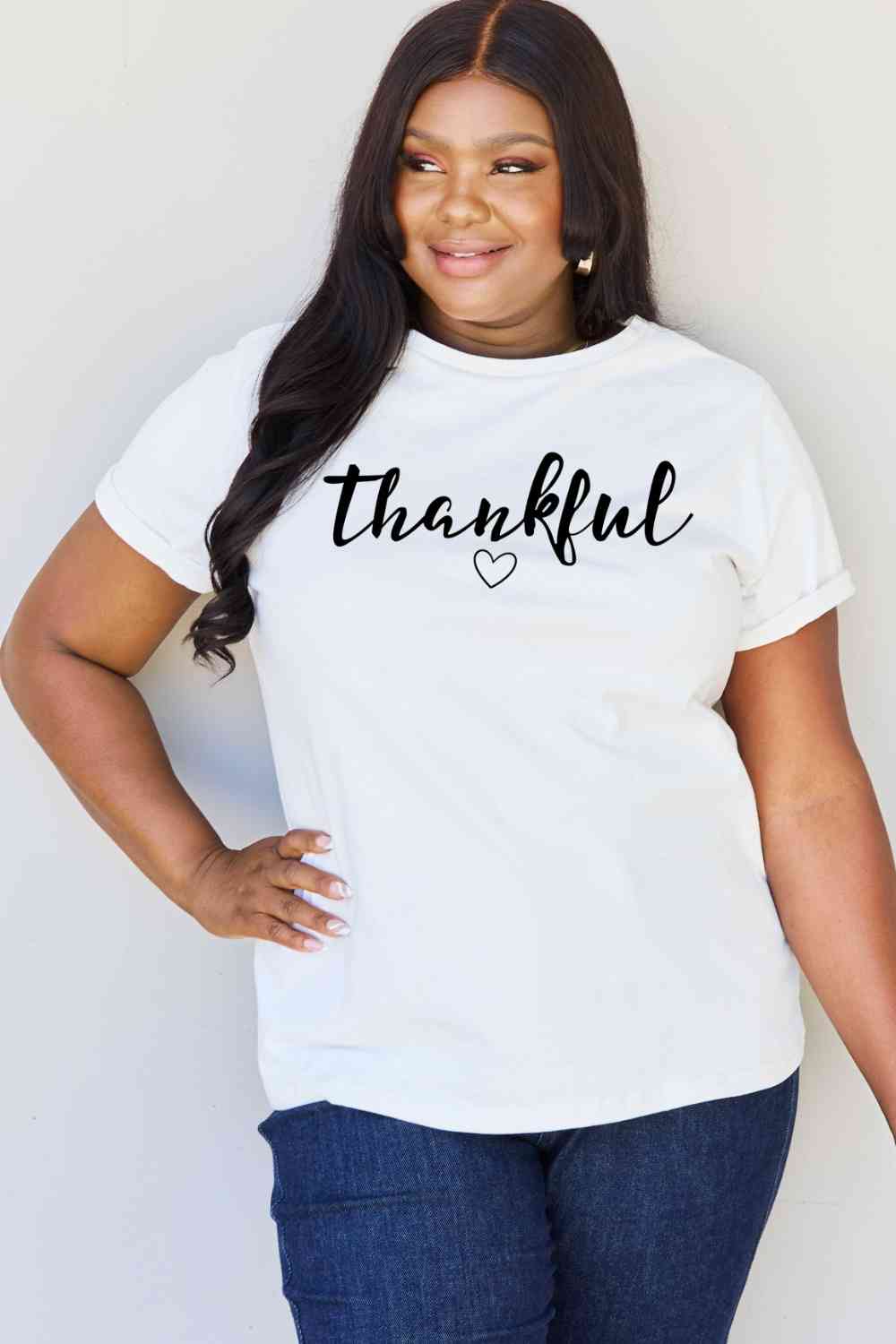 Simply Love Full Size THANKFUL Graphic T-Shirt BLUE ZONE PLANET