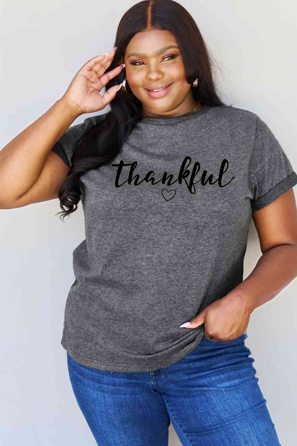 Simply Love Full Size THANKFUL Graphic T-Shirt BLUE ZONE PLANET