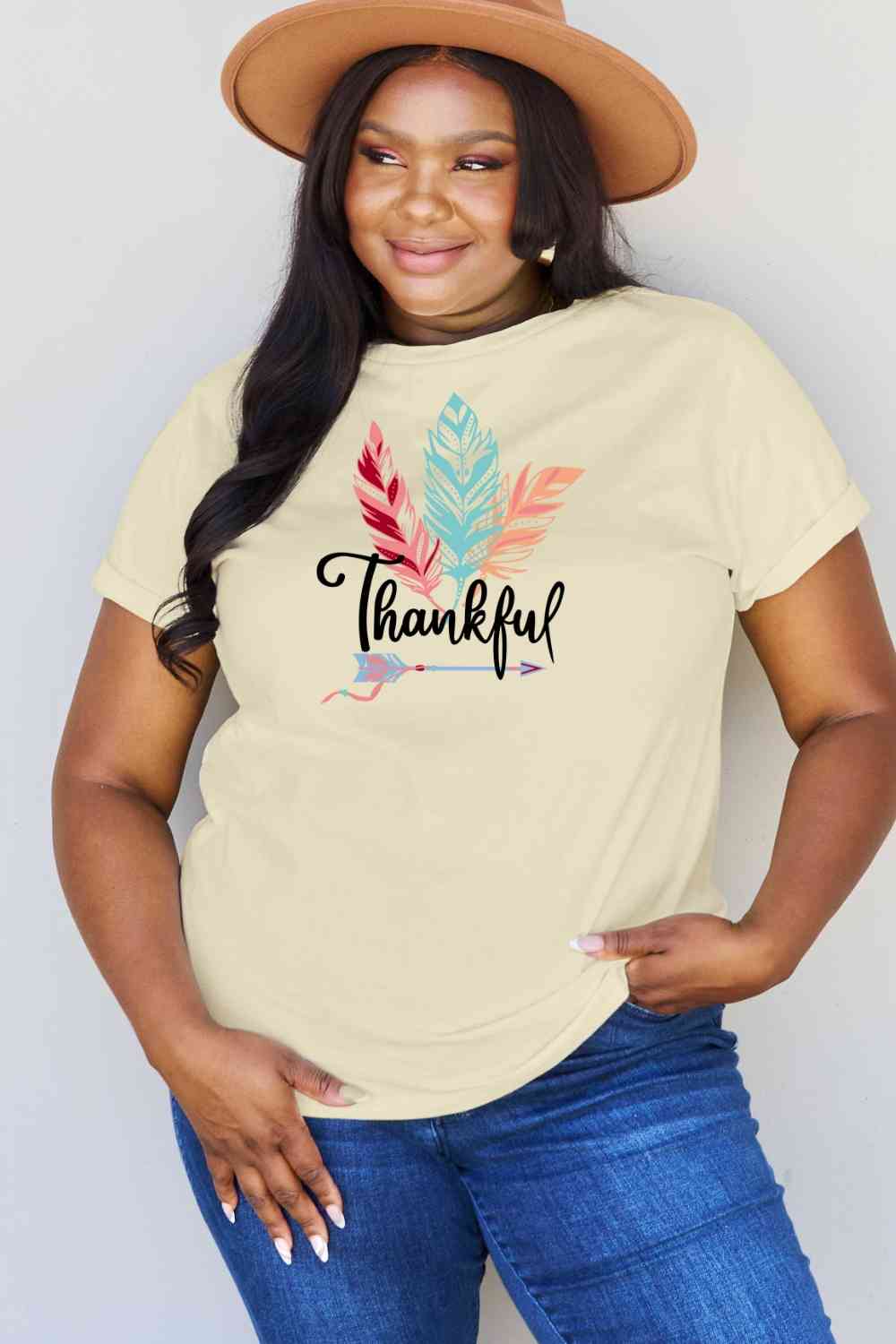Simply Love Full Size THANKFUL Graphic T-Shirt BLUE ZONE PLANET