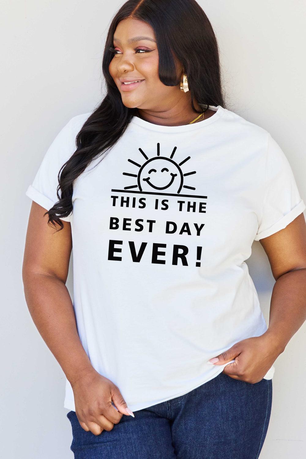 Simply Love Full Size THIS IS THE BEST DAY EVER! Graphic Cotton T-Shirt BLUE ZONE PLANET