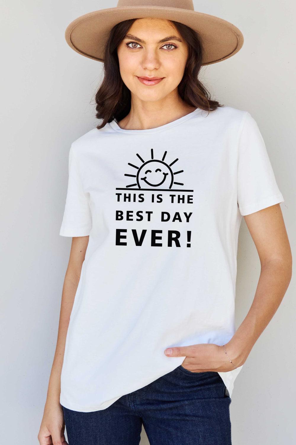 Simply Love Full Size THIS IS THE BEST DAY EVER! Graphic Cotton T-Shirt BLUE ZONE PLANET