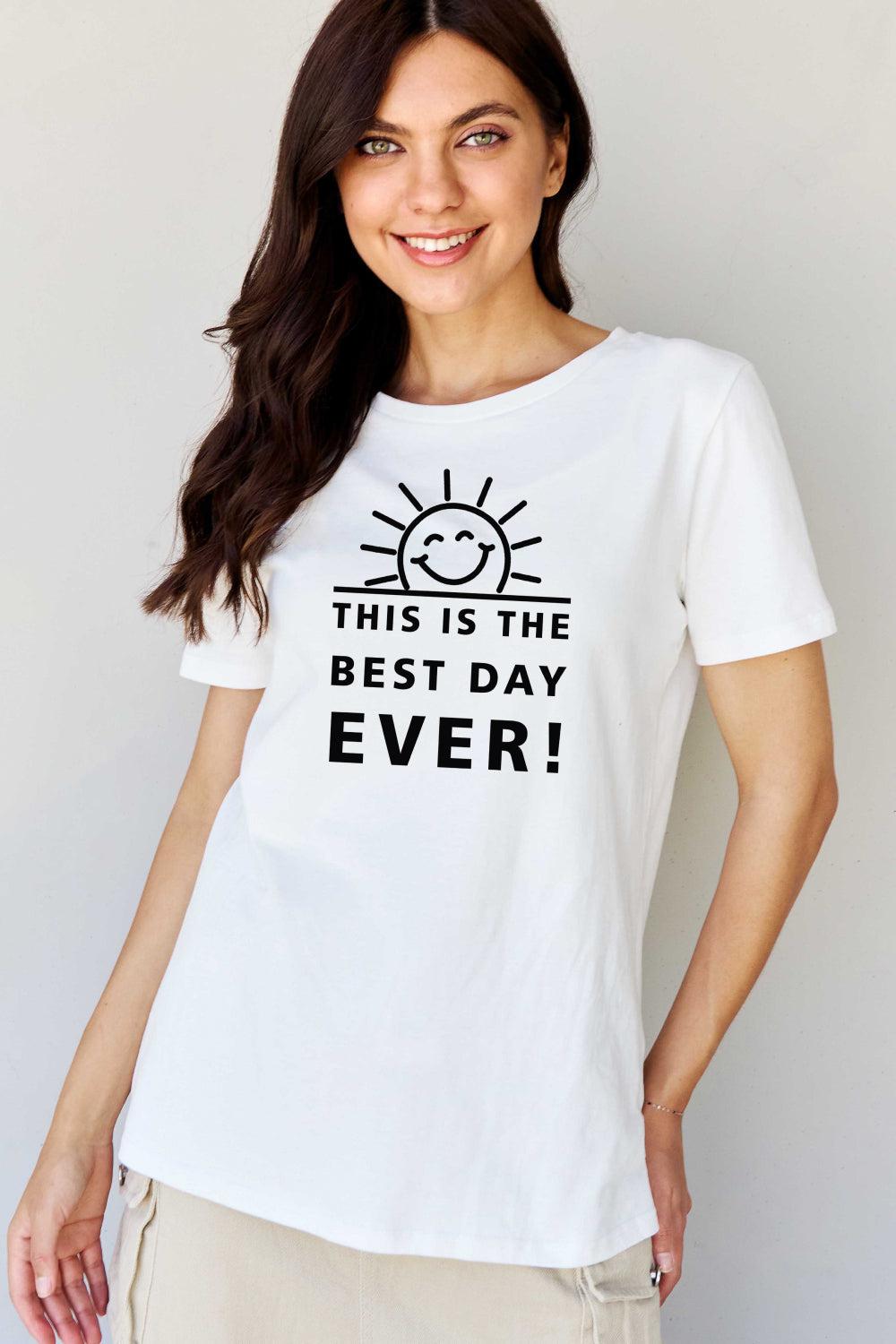 Simply Love Full Size THIS IS THE BEST DAY EVER! Graphic Cotton T-Shirt BLUE ZONE PLANET