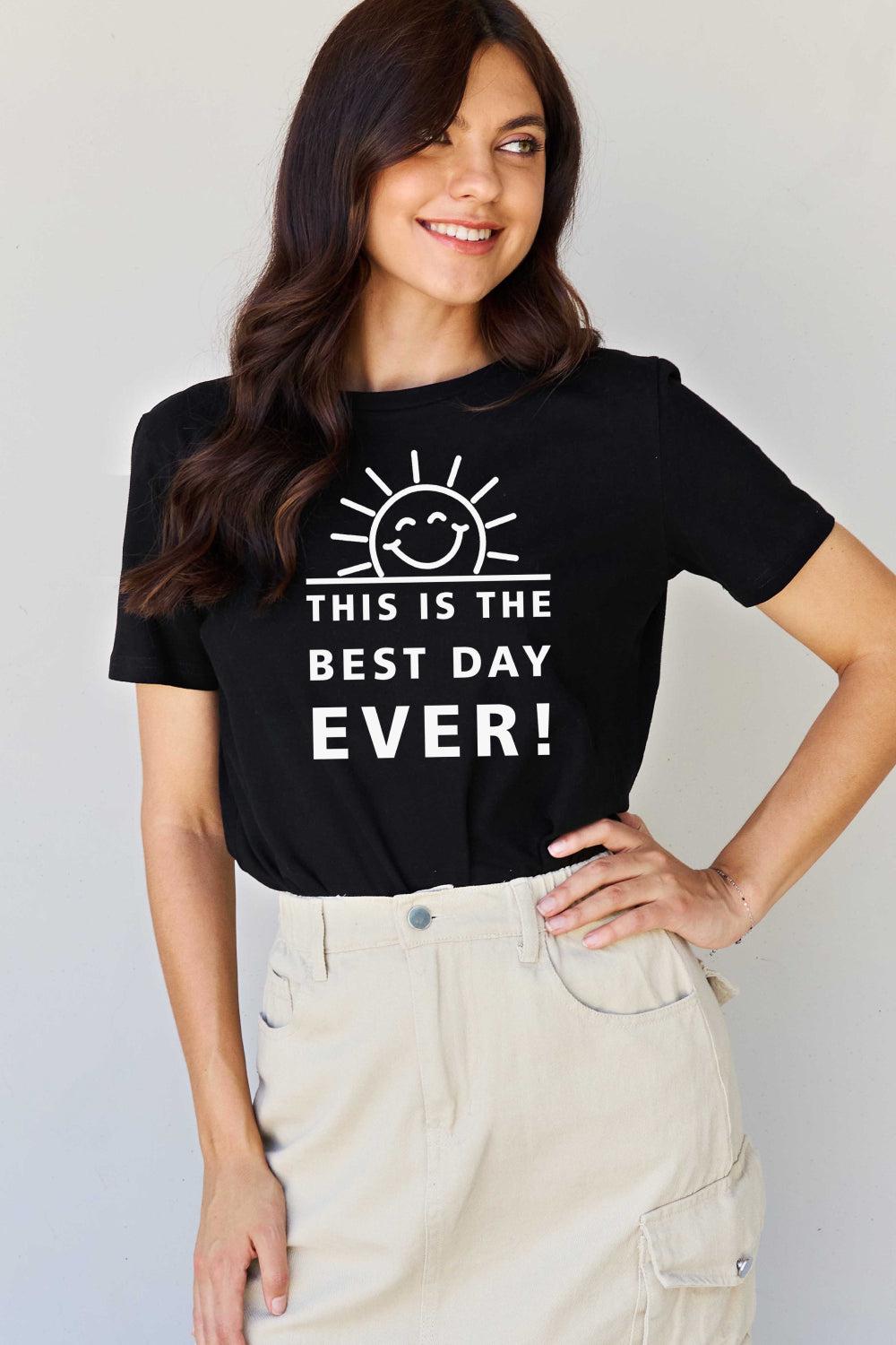 Simply Love Full Size THIS IS THE BEST DAY EVER! Graphic Cotton T-Shirt BLUE ZONE PLANET