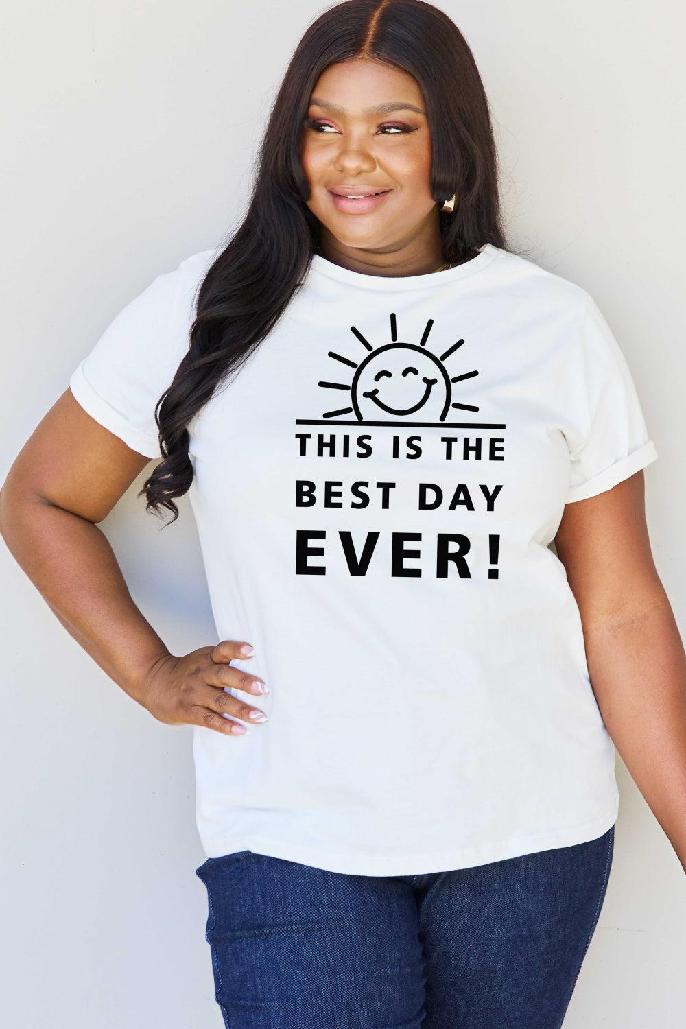 Simply Love Full Size THIS IS THE BEST DAY EVER! Graphic Cotton T-Shirt BLUE ZONE PLANET