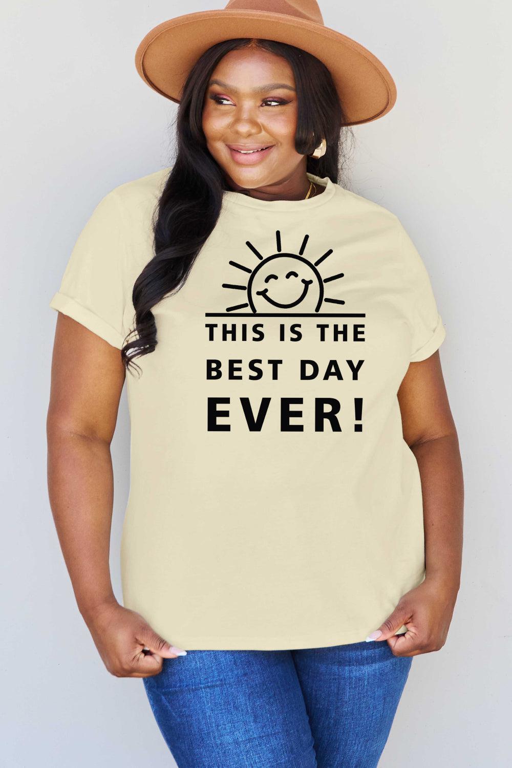 Simply Love Full Size THIS IS THE BEST DAY EVER! Graphic Cotton T-Shirt BLUE ZONE PLANET