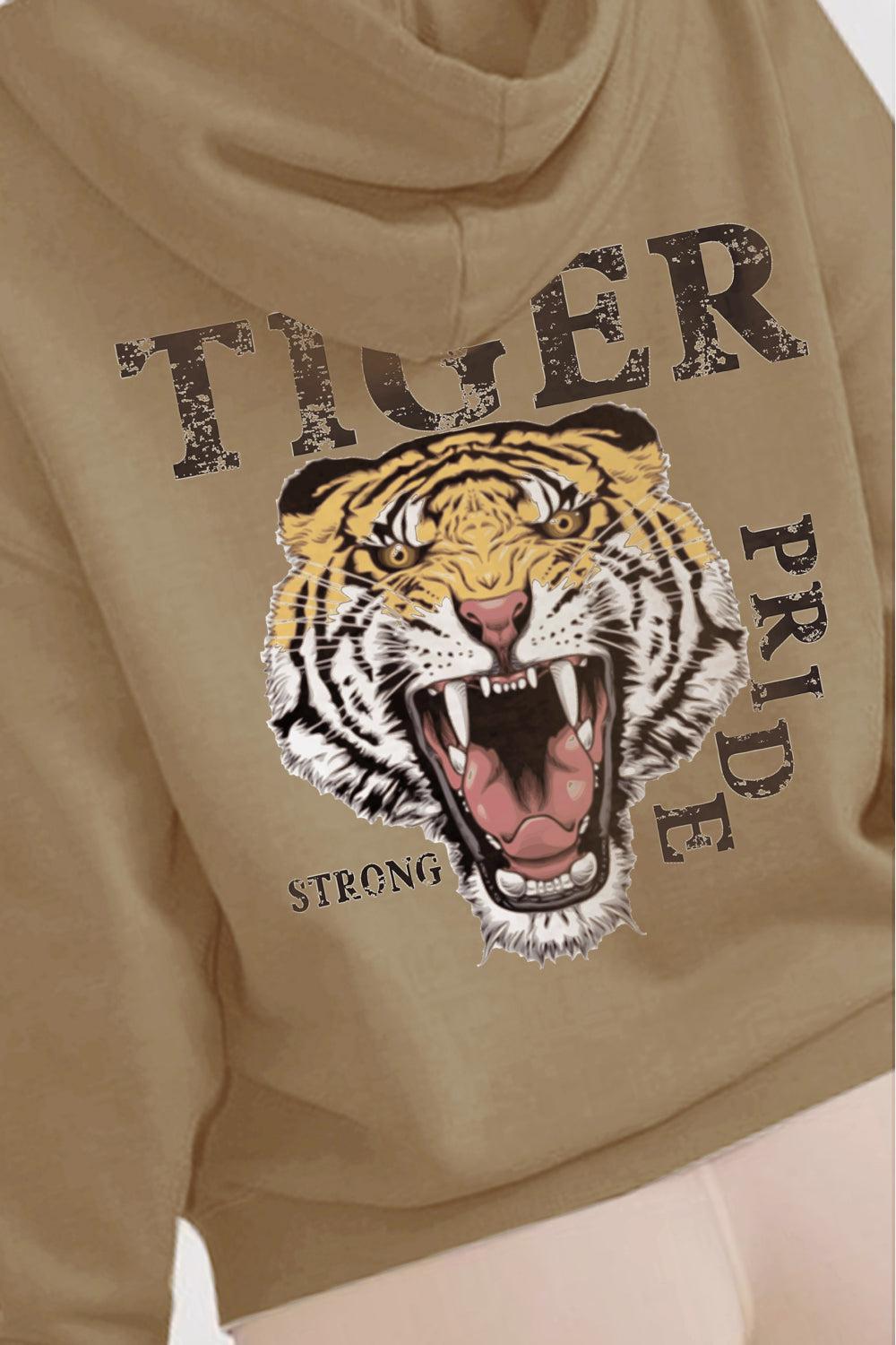 Simply Love Full Size TIGER STRONG PRIDE Graphic Hoodie BLUE ZONE PLANET