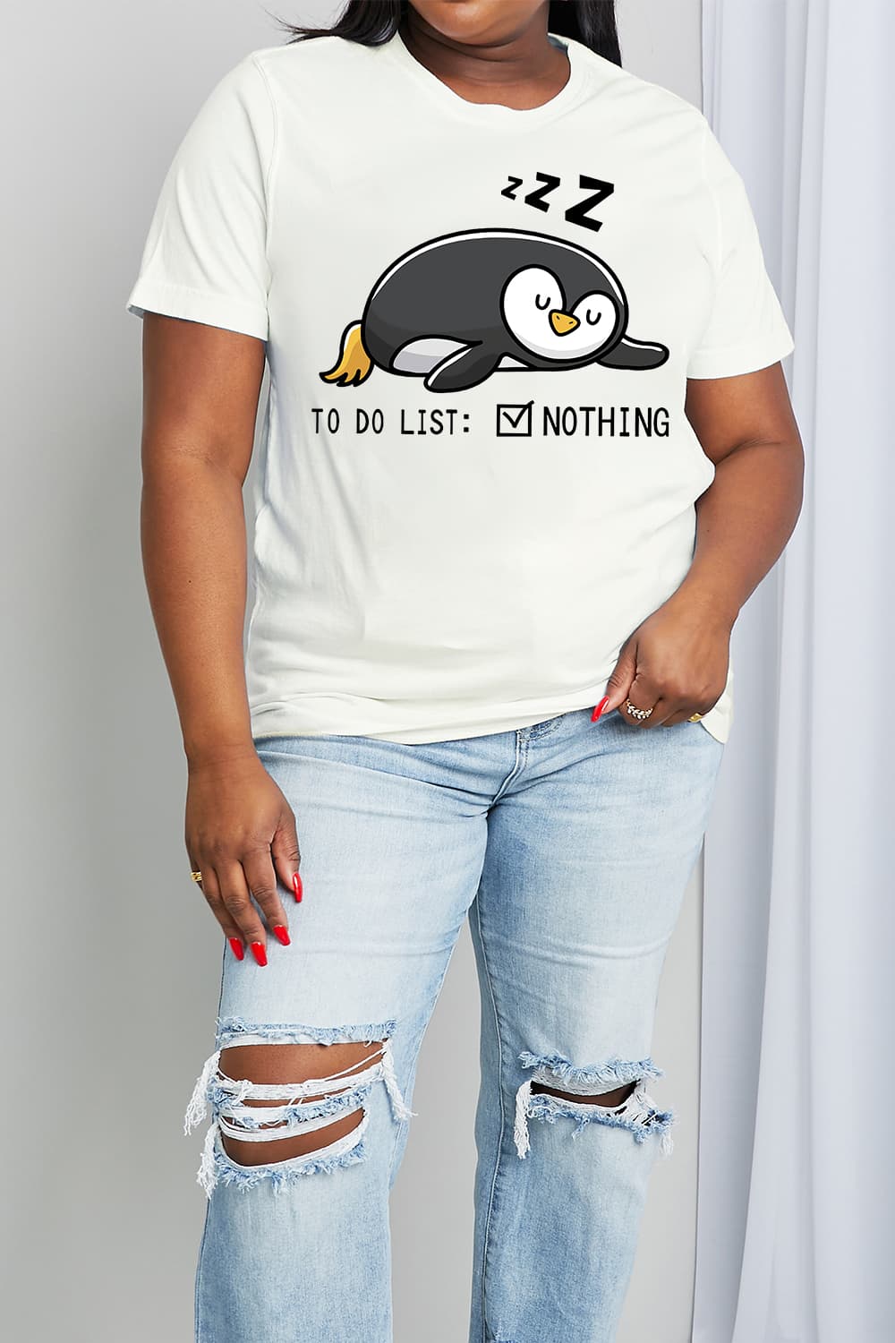 Simply Love Full Size TO DO LIST NOTHING Graphic Cotton Tee BLUE ZONE PLANET