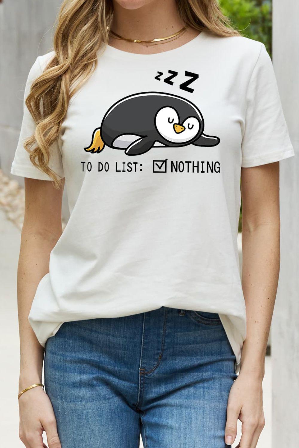 Simply Love Full Size TO DO LIST NOTHING Graphic Cotton Tee BLUE ZONE PLANET