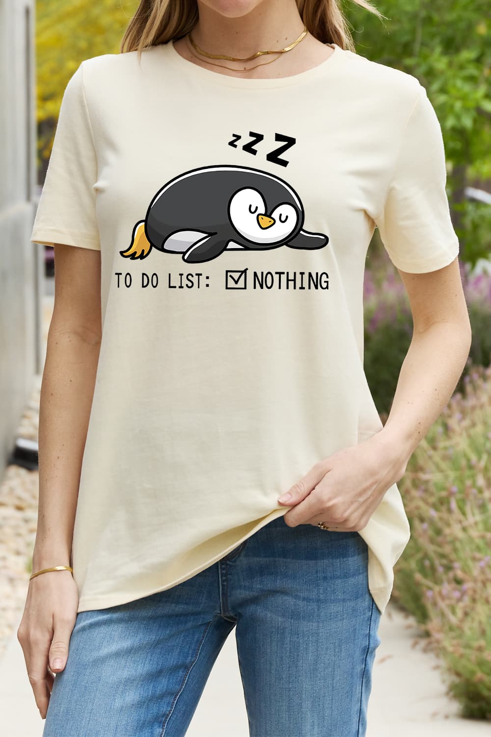 Simply Love Full Size TO DO LIST NOTHING Graphic Cotton Tee BLUE ZONE PLANET