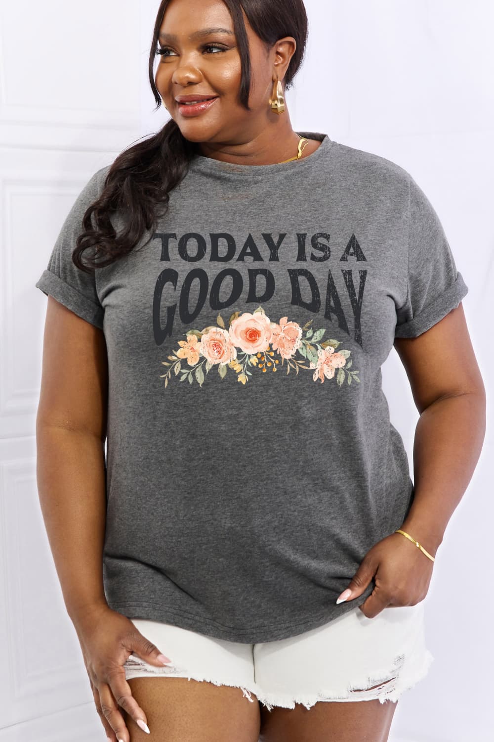 Simply Love Full Size TODAY IS A GOOD DAY Graphic Cotton Tee BLUE ZONE PLANET