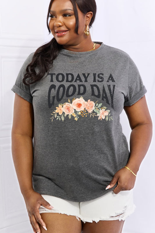 Simply Love Full Size TODAY IS A GOOD DAY Graphic Cotton Tee BLUE ZONE PLANET