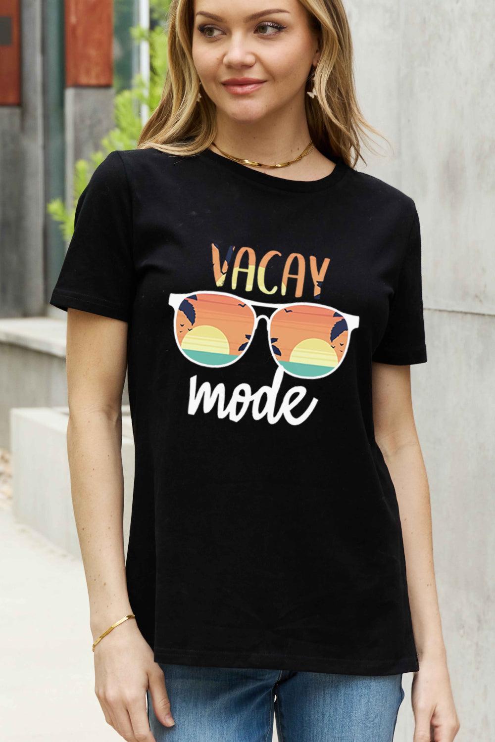 Simply Love Full Size VACAY MODE Graphic Cotton Tee BLUE ZONE PLANET