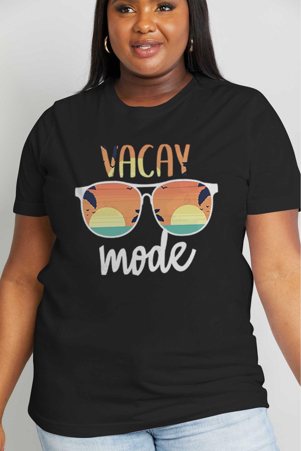 Simply Love Full Size VACAY MODE Graphic Cotton Tee BLUE ZONE PLANET